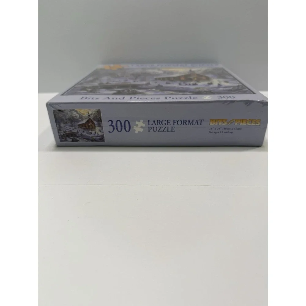 Bits And Pieces Large Format Puzzle 300 Pieces Winter Church Scene Easy Handle S